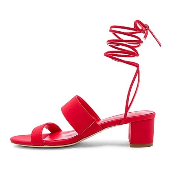 Raye Paris Tie Up Block Heel In Red Size 7 - Picture 9 of 9